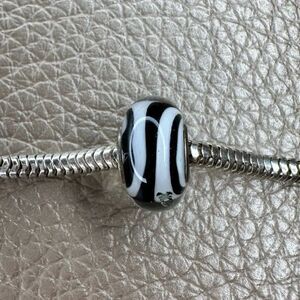 Helzberg Diamonds - Black and White Swirl Glass Charm